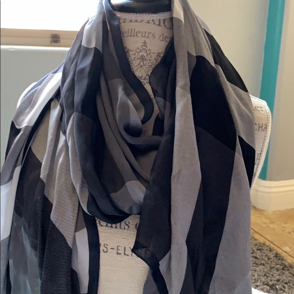 Burberry plaid black and white silk scarf